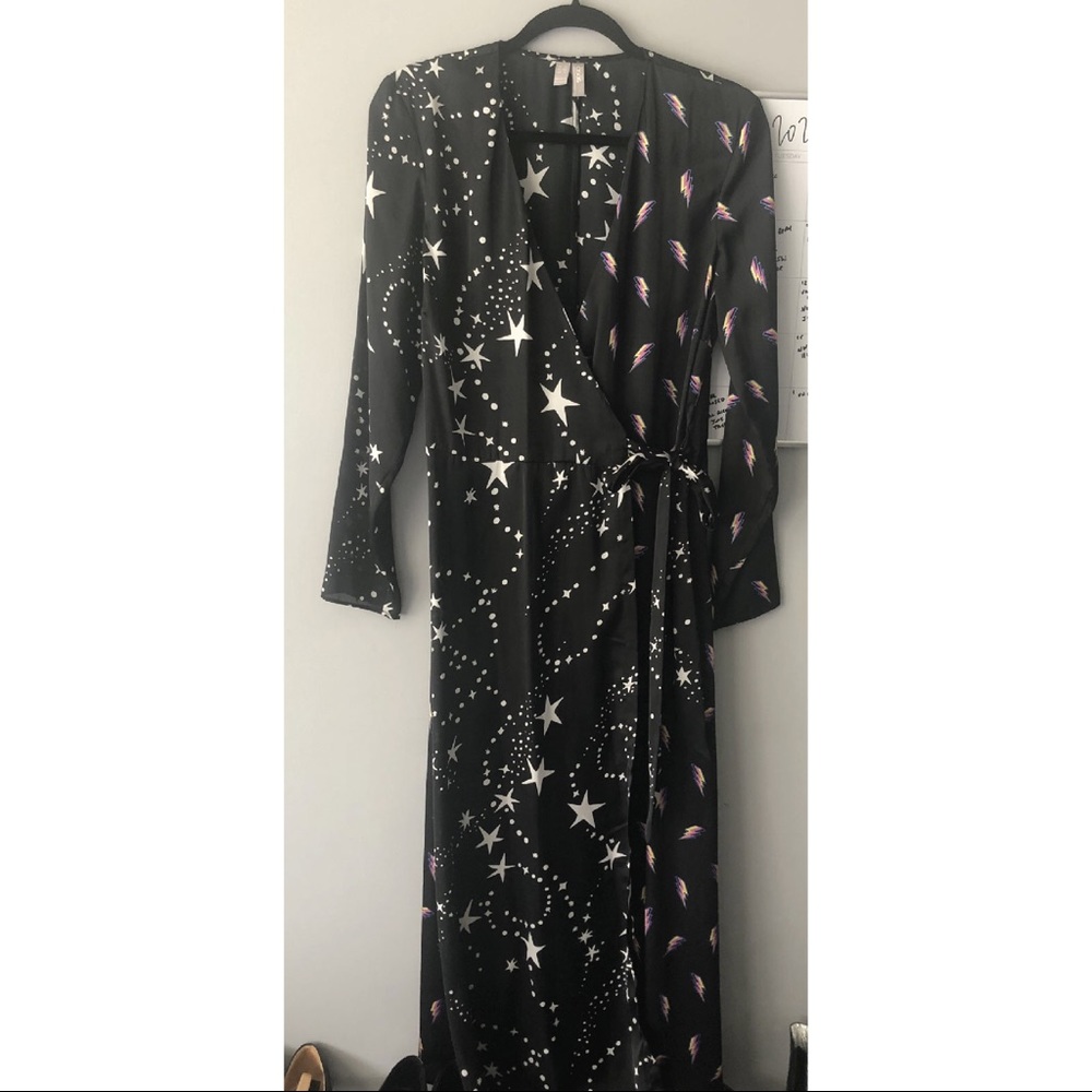 ASOS Mixed Lightning-Celestial Print Wrap Dress
